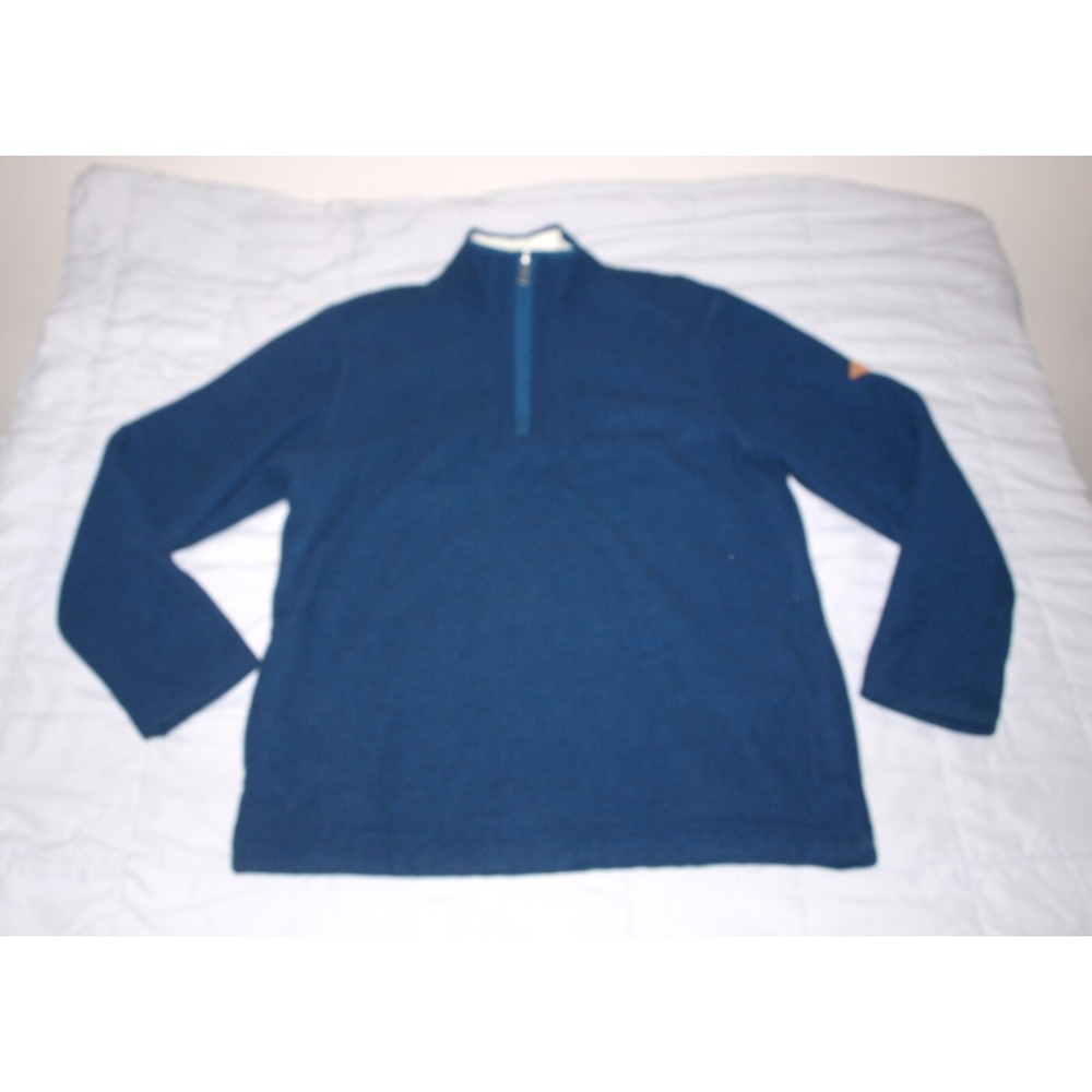 Orvis Sweater Mens Medium Green Horseshoe Hills Fleece Quarter Zip Logo Sleeve